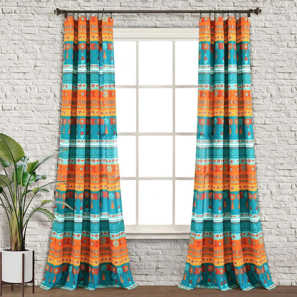 Lush Boho Watercolor Southwest Window  Curtains  2 Pack Of Panels 84x52